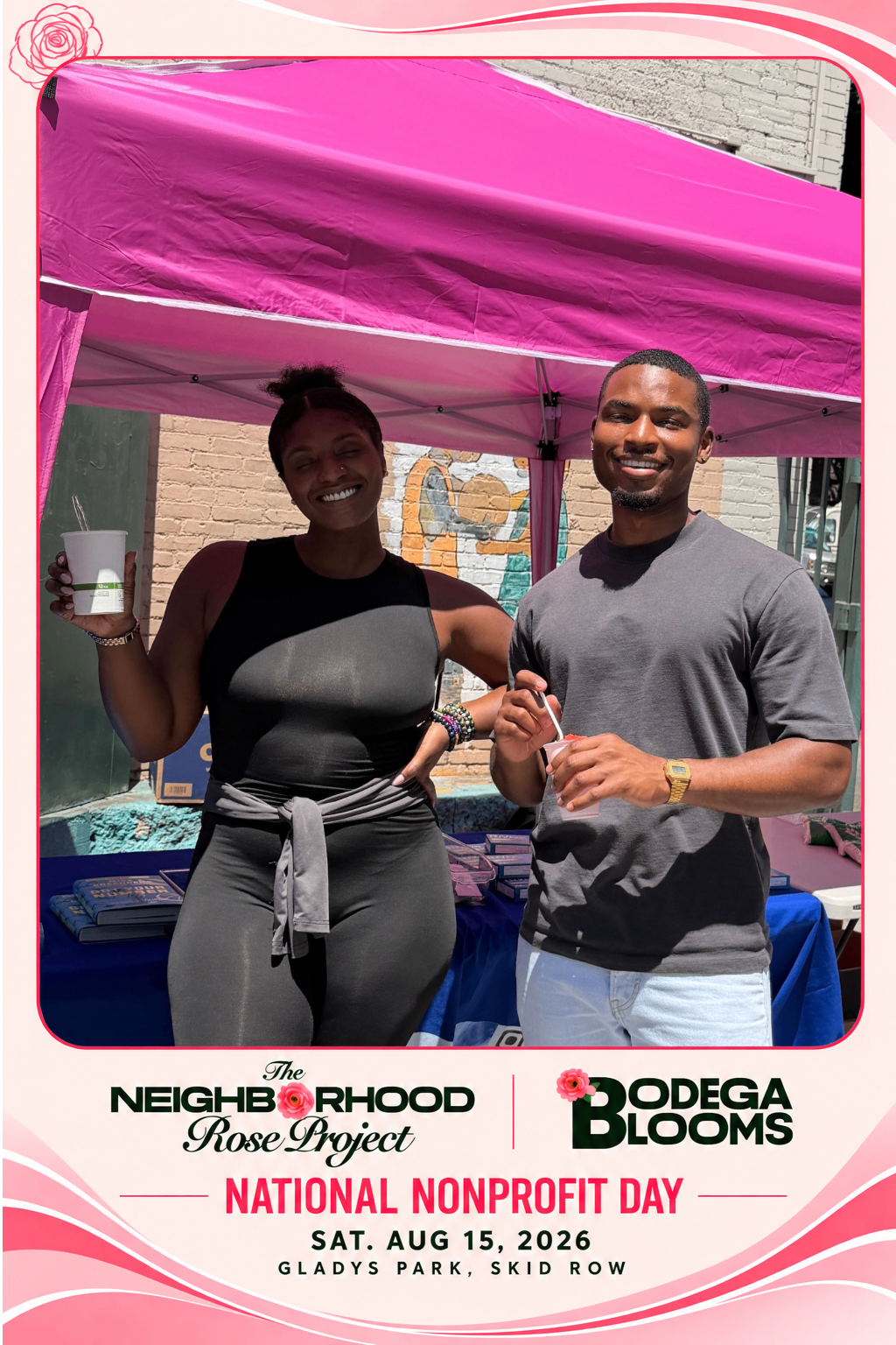 Custom nonprofit event photo overlay for National Nonprofit Day in Skid Row