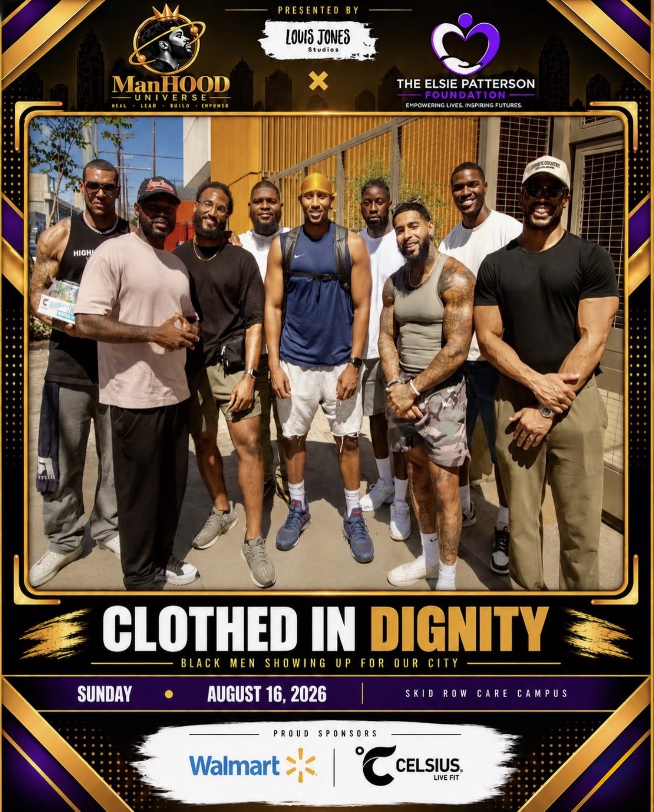 Custom event overlay graphic designed for the Clothed In Dignity community event